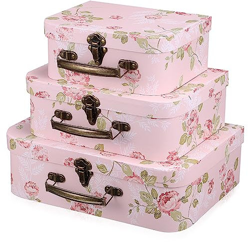 HOMSFOU 3piezas Caja De Para Equipaje Con Asa Estampado Floral Para Guardar Regalos y Flores