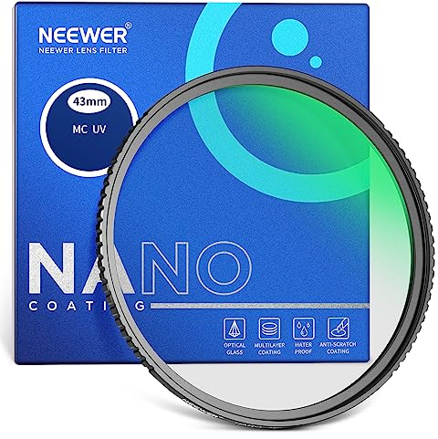 NEEWER 43mm MC Filtre de Protection UV 24 Couches Multi-revêtements Nano résistants/Verre Optique HD/Hydrofuge/résistant aux Rayures/Alliage d'aluminium Cadre Ultra Fin/Filtre Ultraviolet.