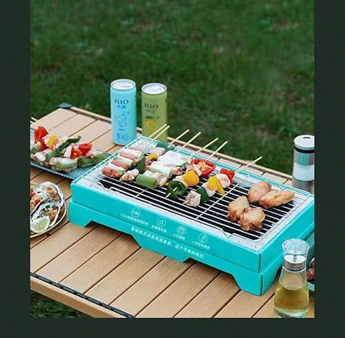 Barbacoa desechable parrilla de carbón/portátil/listo para abrir/dura 90-120 minutos/ideal para acampar, puertas traseras y fiestas en el patio trasero (48 piezas de carbono eficiente)