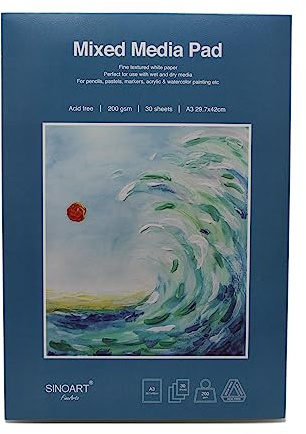 Paintersisters Mixed Media Block A3 200g/m² – Universal- Malblock 30 Blatt | Mixed Media Papier A3 200g/m², 30 Blatt, säurefrei, für Aquarell, Kohle, Pastell, Tusche, Fineliner & Skizzen