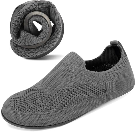 KOWAYI Herrtofflor halkfria tofflor Atmungsaktiv komfort inomhus toffel gummisula unisex hem skor, Jn1339 mörkgrå, 37 EU
