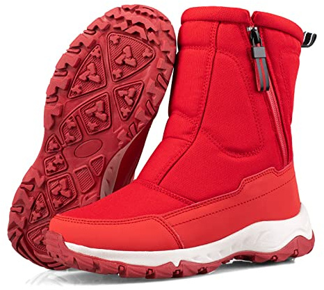 Stivali da Neve da Uomo,Stivali Invernali Uomini Donne Adulti,Stivaletti con Fodera Calda,Outdoor Impermeabili Scarponcini da Trekking, Stivali Invernali,Antiscivolo,Stivali Leggeri,Rosso,41 EU