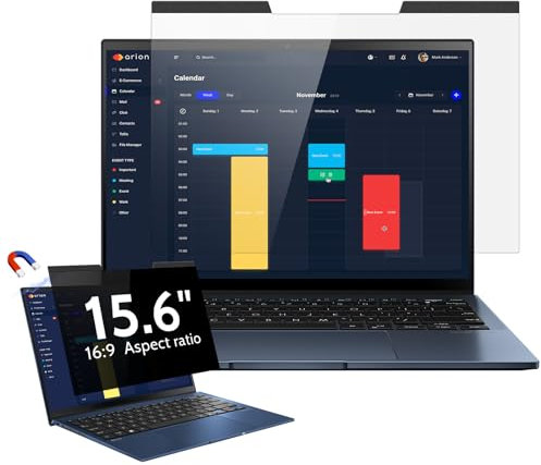 Magnétique Filtre de Confidentialité 15.6 Pouces 16:9 pour écran Ordinateur Portable, Amovible Protection D'écran Anti Lumiere Bleue Compatible avec Dell/ASUS/HP/Acer/Lenovo/Thinkpad/Samsung/Sony