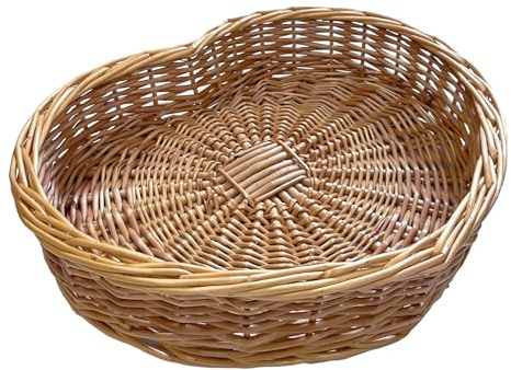 Arthur Cameron Heart Shape Wicker Storage Basket Footstool Shelf Tray (Natural, Small)