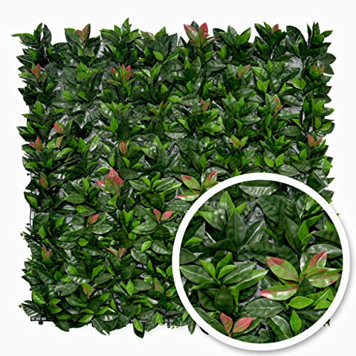 Feuillage Artificiel Photinia en Plaque Fausse Plante intérieur extérieur synthétique Mur clôture Balcon décoration