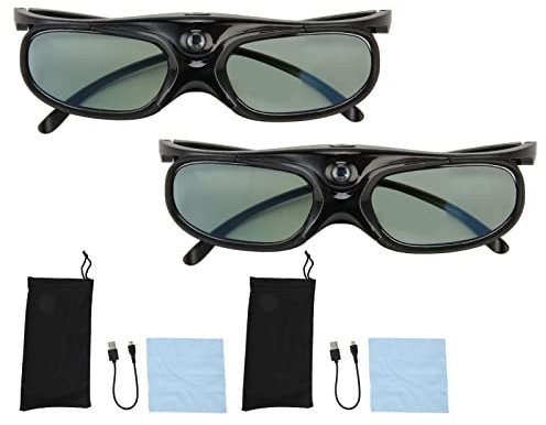 ciciglow Gafas 3D DLP Link, Gafas con Obturador Activo 3D, Configuración Sencilla, Actualización de 144 Hz, Gafas con Rotación del Ojo Izquierdo y Derecho para Proyector