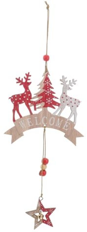 Warmhm Holz Weihnachtsbaum Anhänger Mit Elch Und Glocke Motiv Türhänger Weihnachten Dekoration Willkommensbrief Hängeornament Für Fenster Treppe Und Kaminschmuck