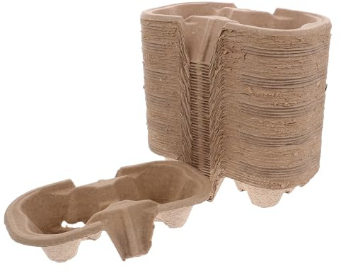 MAGICLULU Porte-Gobelet À Emporter 50 Pièces Plateau Porte-Boissons Jetable en Pâte À Papier Support Gobelets À Emporter pour 2 Tasses Livraison De Boissons Restaurants Pique-Niques