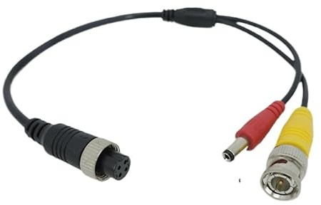 XLJP Tête d'aviation M12 4 broches mâle femelle vers BNC DC RCA mâle femelle, adaptateur de câble d'extension de 35cm de Long for la sécurité des caméras de vidéosurveillance 1 pièce/2 pièces ( Color
