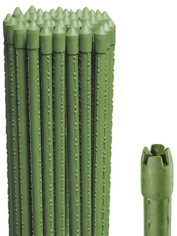 Virsus 50 Canne in Acciaio con Rivestimento in Plastica Verde, Lunghezza 210 cm, diametro 16mm, Stecche Sostegno per piante Rampicanti, Ortaggi, Pomodori, per giardino, orto -3257F