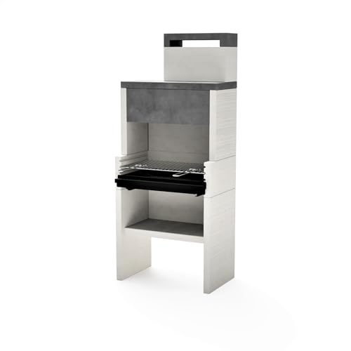 TUOZI - Barbecue fixe pour charbon modèle VENIT FLEX PLUS HOTTE (Gris/Blanc - 78 x 47 x 185 cm) REF: 8065 - Design moderne et résistant