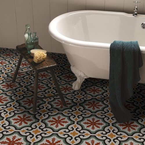 Fliesenaufkleber Rot Grün Retro Klebefliesen Wasserfest Fliesenaufkleber Bad Fliesenaufkleber Küche Möbel Deko Küchenrückwand Selbstklebend Mosaikfliesen 30x30cm(10 Stück)