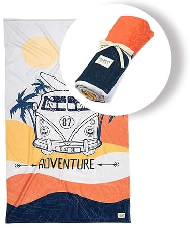 HAMUR HOME Großes Strandhandtuch mit dauerhaftem Druck Adventure Muster 80x150 cm | Schnelltrocknendes Badetuch | Baumwolle Reisehandtuch für den Sommer | Strandtuch Leicht