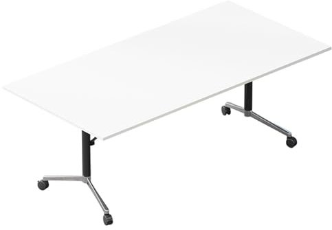 Leomix Klappbarer Konferenzraumtisch, rollender Seminar-Besprechungstisch, mobiler Schulungstisch mit Rollen, für Hochzeitskonferenz-Picknick-Bankett,180 * 80 * 75cm
