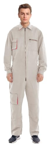 Oralidera Herren Arbeitsoverall Mechanisch Jumpsuit Overall mit vielen Taschen Maleroverall Arbeitskleidung für Handwerker, Khaki, M