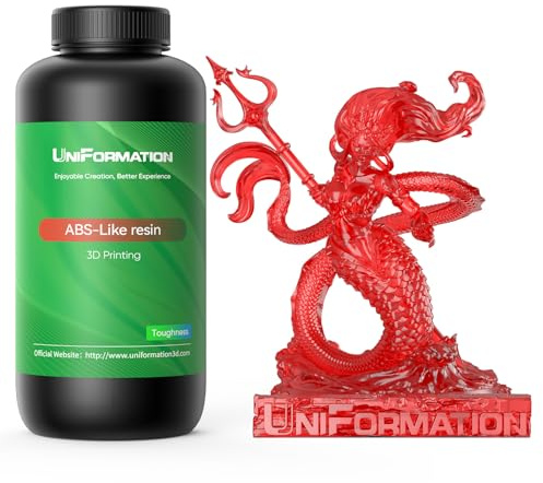 UNIFORMATION 3D Drucker Resin ABS LIKE Resin hart robust 3D-Druckerharz Photopolymer UV-hrtende 3D-Harzflüssigkeit mit hoher Przision geeignet für funktionaler mechanischer Druck klar rot 1 kg