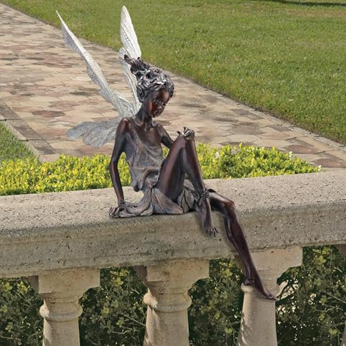 Generisch Gartendeko Für Draußen,Gartenfee Figuren Gartenfiguren Für Außen, 18cm Sitzende Elfen, Harz Fee Ornament Für Schreibtisch, Feenhaus Zubehör Garten Landschaftsbau Dekorationen
