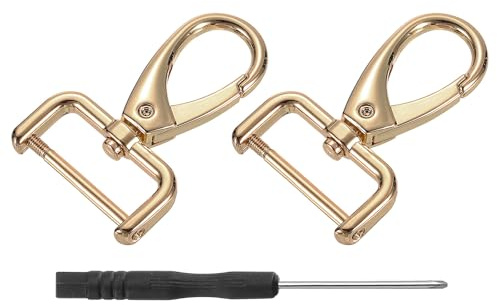 QUARKZMAN 2Stück Karabinerhaken 25mm(1 Zoll) D Ring Abnehmbarer Karabiner Schlüsselanhänger Metall Karabiner Klauen Verschluss Haken mit Drehgelenk Schlüsselanhänger Basteln Gold