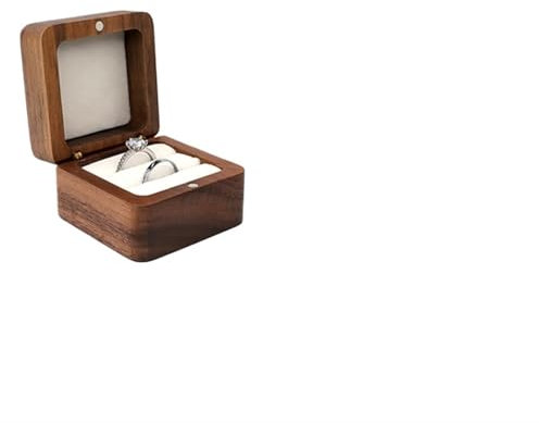 LNNXSZ Ringschachtel Hölzerne Ringbox Schmuck Display Liebhaber Ringhalter Vorschlag Verlobung Hochzeit Organizer Goldene Hochzeit Jahrestag Liebesgeschenk(Color-D)