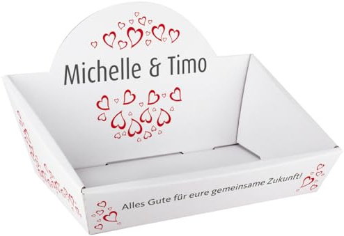 Geschenkkorb zur Hochzeit mit Personalisierung zum Befüllen (Herzen, 30,5 cm x 16,5 cm x 21,5 cm (B/H/T))