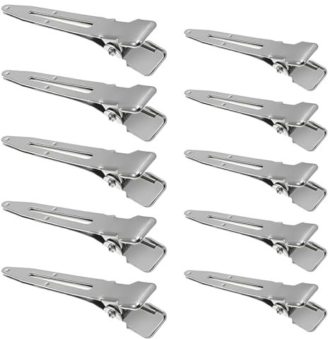 WeddHuis EnteBill 10 Stück Haarspangen Haarclips Haarklemmen Friseur Alligator Clips Metall Haarklammern Damen Spangen Friseursalon Mädchen Haarstyling DIY (5,5/4,5 cm) (Silber)