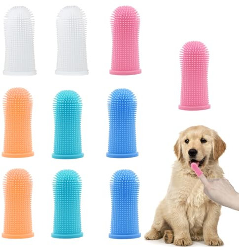 iCovalescent 10 Stück Zahnbürste Hund, 360º Hunde Finger Zahnbürste Katze, wiederverwendbar Silikon Haustiere Zähne Reinigung Zahnbürste Kit für Hunde, Katzen & Kleine Haustiere Zahnpflege(5cm)