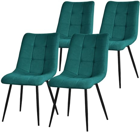 ML-Design Esszimmerstühle 4er Set Petrol, Wohnzimmerstühle mit Stoffbezug & schwarzem Stahlgestell, Küchenstühle mit Rückenlehne, Polsterstühle für Esszimmer Wohnzimmer Küche Büro, Gepolsterte Sessel