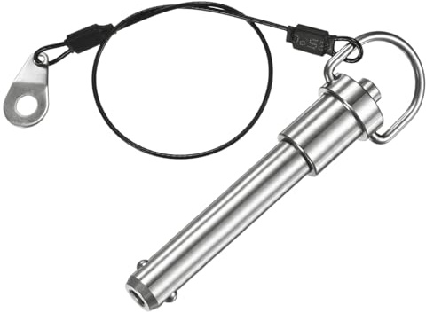 M METERXITY Perno A Sfere A Pulsante, Diametro 15/32 [12mm], Lunghezza Utilizzo 2-3/8[60mm] Perno A Sgancio Rapido Con Anello E Cavo Lanyard [Acciaio Inox 304]