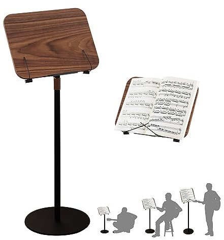 YJKKZQLB Notenständer aus Holz, Walnussfarbe, Notenständer für Gitarre, Violine, Ukulele, Stabilität, 180 ° Verstellbarer Winkel, geeignet für alle Arten von Musikinstrumenten, zum Stehen oder Sitzen
