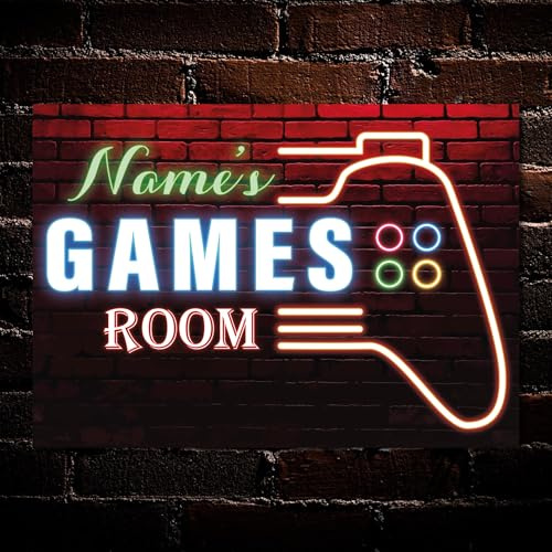 Personalised Game Room Neon Effect Sign Gaming Room Wall Decor Metal Plaque