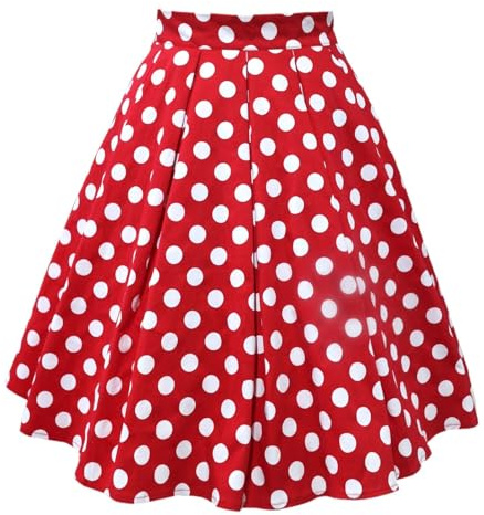Tellerrock Rot Mit Weißen Punkten Damen Basic Konfetti Mode 60er Jahre Rockabilly Laufen Partykleid Bequem Faltenrock Sommer Gepunkteter Tennisrock Mädchen