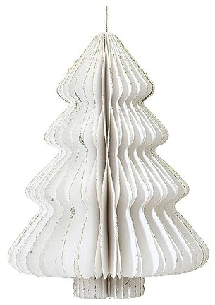 Holyart Addobbo Carta Albero di Natale Bianco e Oro 40 cm FSC