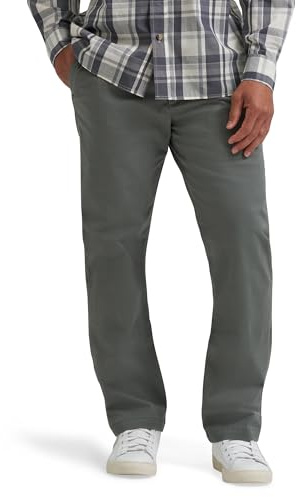 Wrangler Men's Straight Fit Flat Front Chino, Gunmetal, 44W x 32L