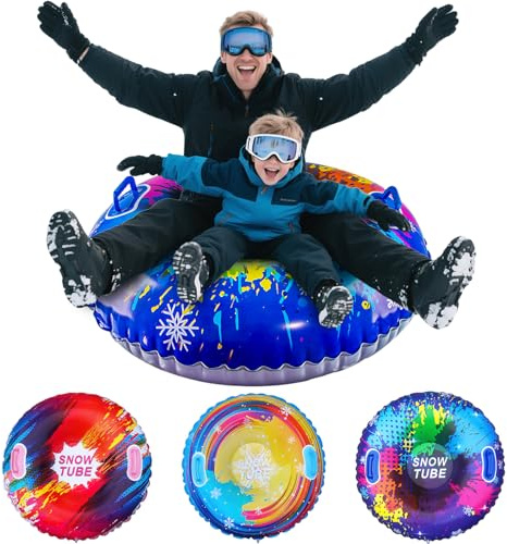 Shyllin Inflable Nieve Tubo Trineo, Neumáticos Inflables para Nieve, Trineos Inflables, Donuts Inflables para Trineo (Azul)
