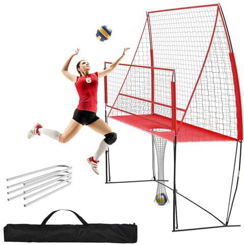 Volleyball Rebounder Netz, Verstellbares Volleyball-Trainingsnetz(1,98-2,43 m) FüR Schlag- Und Aufschlagtrainer Mit Tragetasche, Einfache Montage FüR Den Innen- Und AußEnbereich