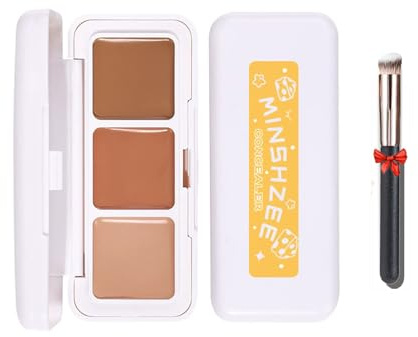 UZYXC 3 in 1 Concealer Creme, Abdeckstift Pickel und Augenringe Abdecken, Langanhaltende Make-up Palette, Nicht Verstopfen Poren, Mit Concealer Brush, Natürliche Hautton (Set)