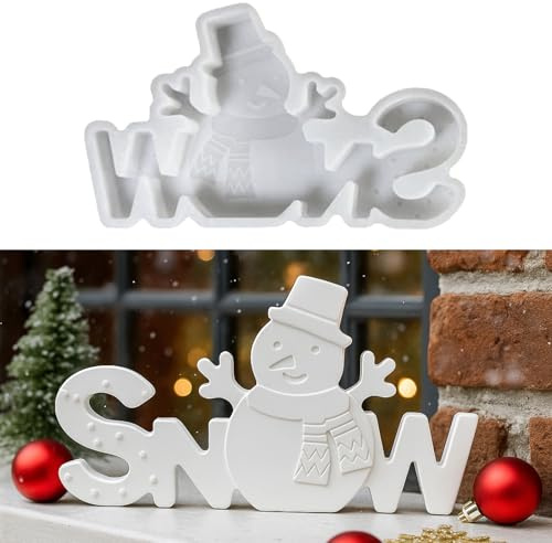 Silikonformen Gießformen Weihnachten, Silikonform Schneemann Silikonform Weihnachten Gips Zum Gießen Buchstaben SNOW Gießform Silikon Weihnachten Gießform Schneemann Wichtel Giessformen Winter (A)