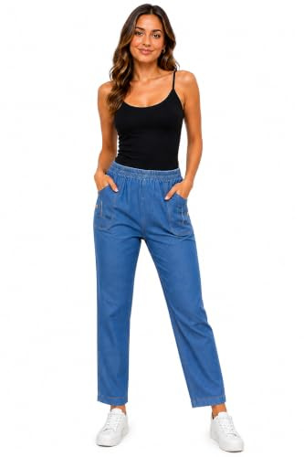 Verto Collection Women's Jeans Pull-On Stretch Denim Pant Plus Size 10–24 | Elasticated Waist, Straight Leg Bottom, Relaxed Fit, Jeggings, Casual Everyday Wear, Ladies Trousers