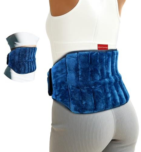 Comfytemp Körnerkissen Mikrowelle Wärmekissen für Rücken Bauch，Natürliche Leinsamen Feuchte Wärme Rückenwärmer Wärmegürtel Heizgürtel Periode（1,2kg）Geschenke