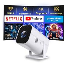 【Built-in APPS & Electric Focusing & 210° Rotation】Mini Projector With Wifi And Bluetooth, Smart Video Projector, Movie Projector for Bedroom, Supports Smartphones/TV Stick/PS5/iPad/Laptop/HDMI/USB