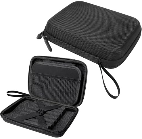 Organizador de bolsas de dardos, bolsa de dardos negra con asa, caja de dardos de doble cara, bolsa para 12 dardos, caja de bolsillo para dardos, tubos de almacenamiento integrados y bolsillos, caja