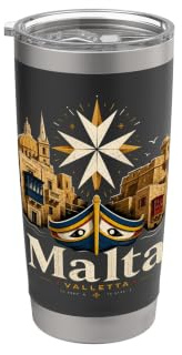 Vintage Malta Viaggi Souvenir Regalo Bicchiere termico in acciaio inox doppia parete