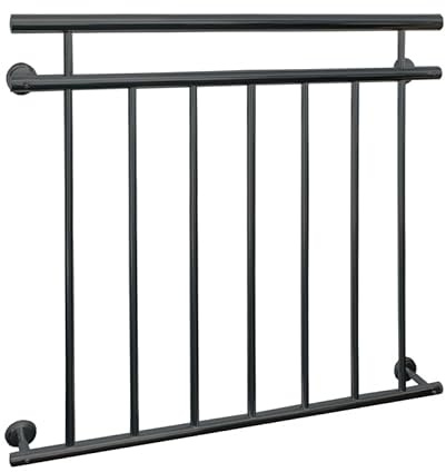 ECD Germany Balustrade Française 90x100 cm, 7 Barreaux de Remplissage, Anthracite Mat et Rugueux, Acier peint par Poudrage, Garde-Corps de Balcon, Grille de Sécurité Extérieure Fenêtre, Rambarde