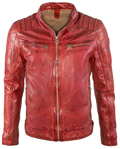 Mauritius Camren Slim Fit NSLVW Uomo Giacca di pelle rosso 100% pelle Slim Fit