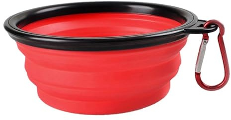 Comedero Portátil de Silicona para Mascotas - Ligero y Plegable - 16x11x5 cm - Mosquetón Incluido - Cuenco de Viaje para Perro | Tazón Plegable para Mascota
