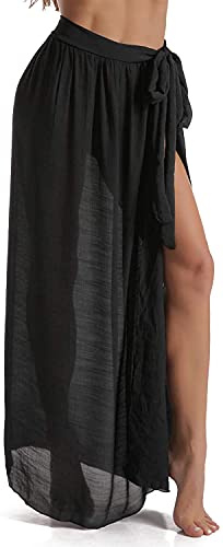 JFAN Women's Summer Side Strappy Half Beach Skirt Wrap Dress Black