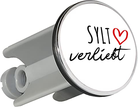 Huuraa Waschbeckenstöpsel Sylt verliebt Geschenk 4cm höhenverstellbar 6,5 bis 8,5cm Sylt Geschenkidee