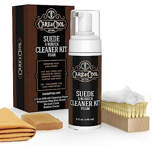 Care & Cool Suede and Nubuck Cleaner Foam Kit (5 oz) - Revitalizes and Refreshes Shoes, Boots, Clothes, and Furniture - Premium Care for All Colors