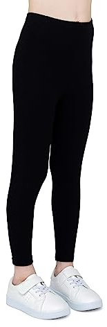 infatti Leggings en Coton pour Enfants Filles Pantalons Doux et Confortables pour Enfants entraînement décontracté Style élégant vêtements de Base Zoe, Noir 122 cm (7 Ans)