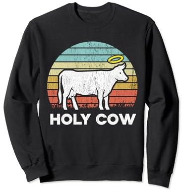 Vintage Holy Cow Livestock Dairy Cow Cattle Farmer Retro Sweatshirt